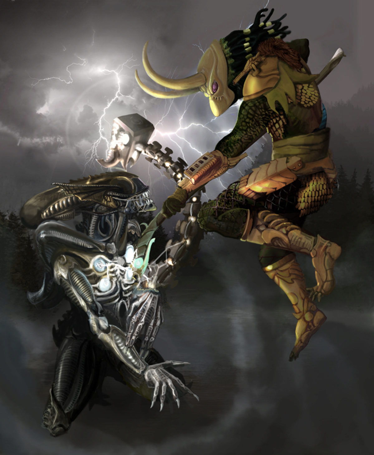 <b>Alien</b>/Predator VS Marvel (Thor Xenomorph- Loki predator) .