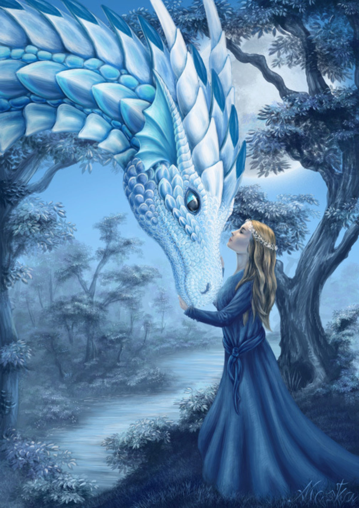 Синий дракон и девочка